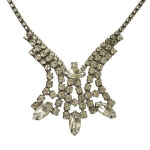 Vintage‎ Rhinestone Necklace Bib Statement 60’s